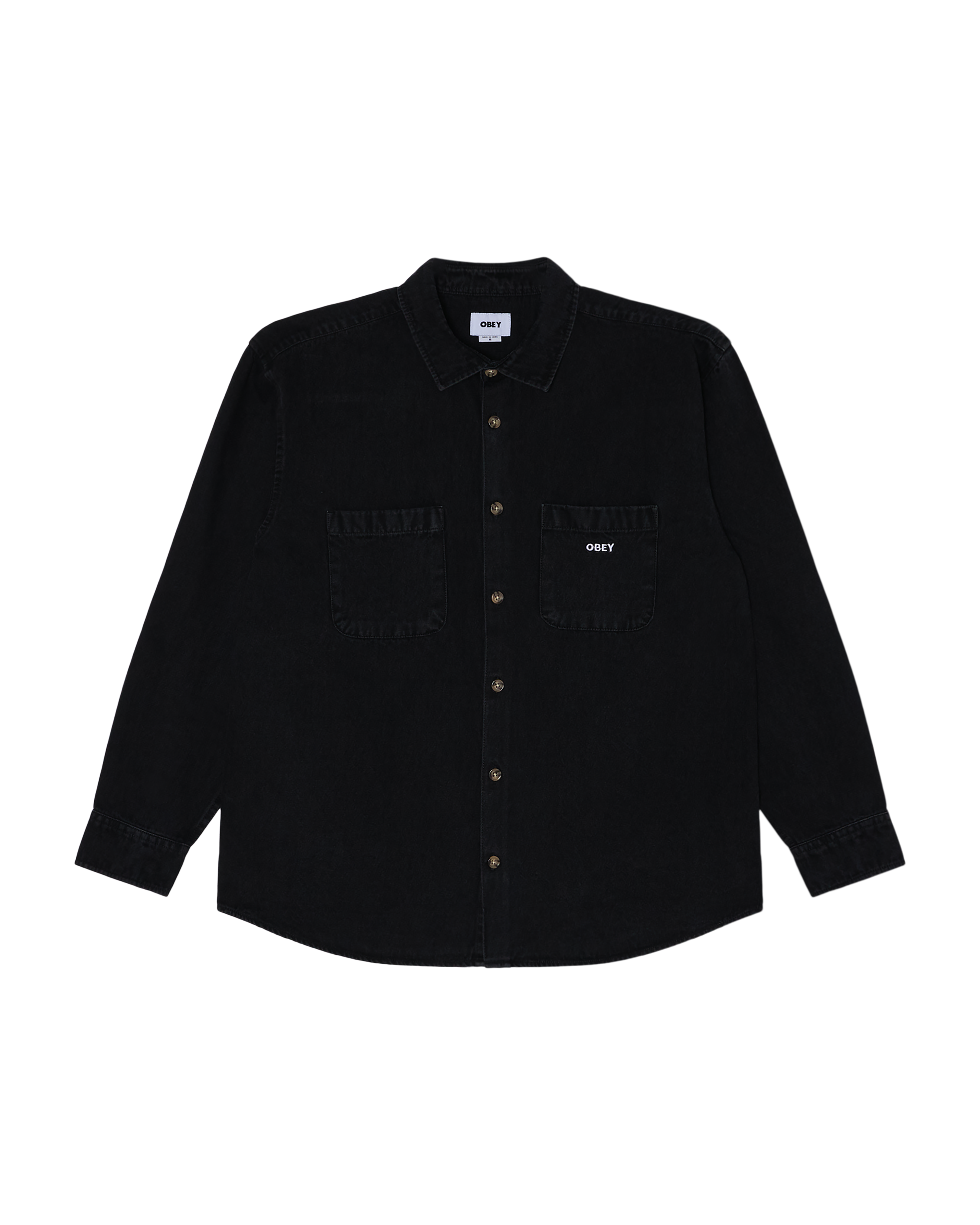Obey Charlie Denim Woven Faded Black Herren Overshirt schwarz